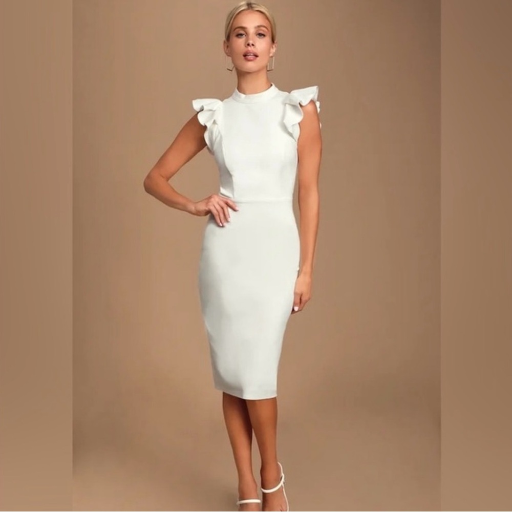 Lulu’s Stylish Splendor Backless Ruffle Midi Dress